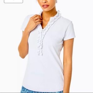 Lilly Pulitzer UPF 50+ Luxletic Frida Ruffle Polo Top